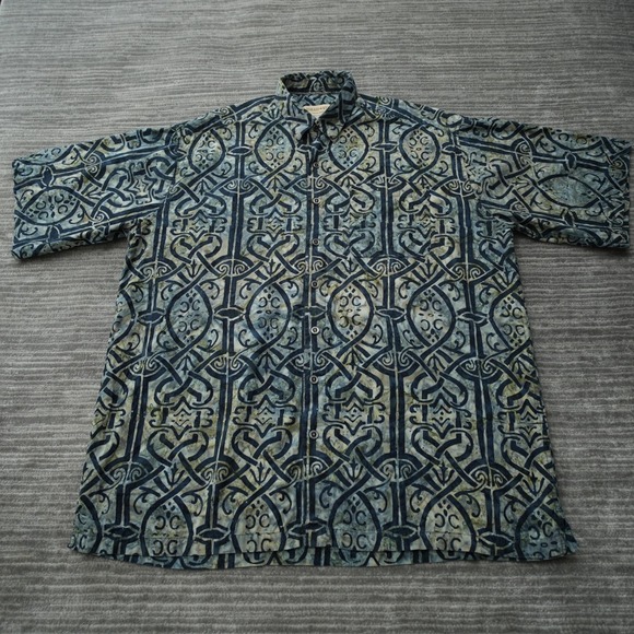 Johari West Shirt Men Blue Green Casual Button Up Short Sleeve Lot Of 2 3XLT - Picture 4 of 11